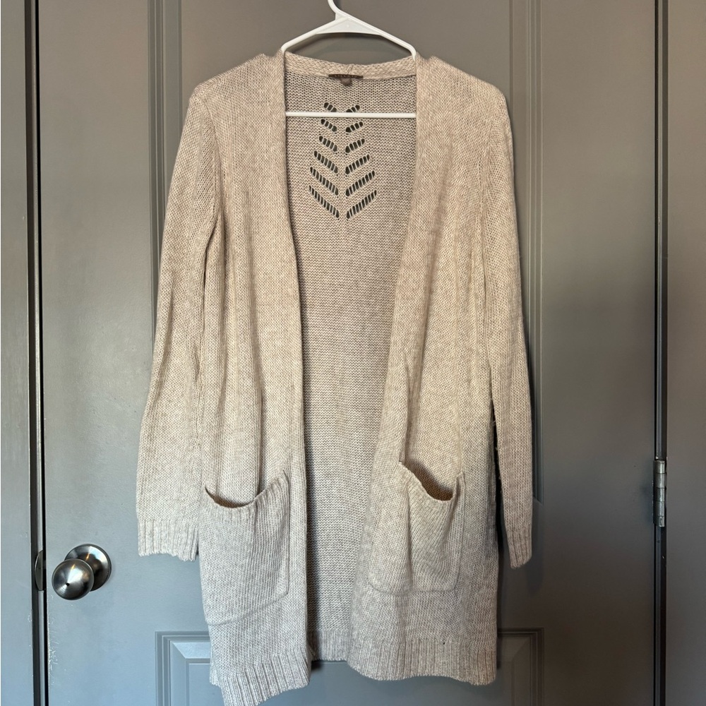 Lilla P Beige Open-Front Cashmere Cardigan